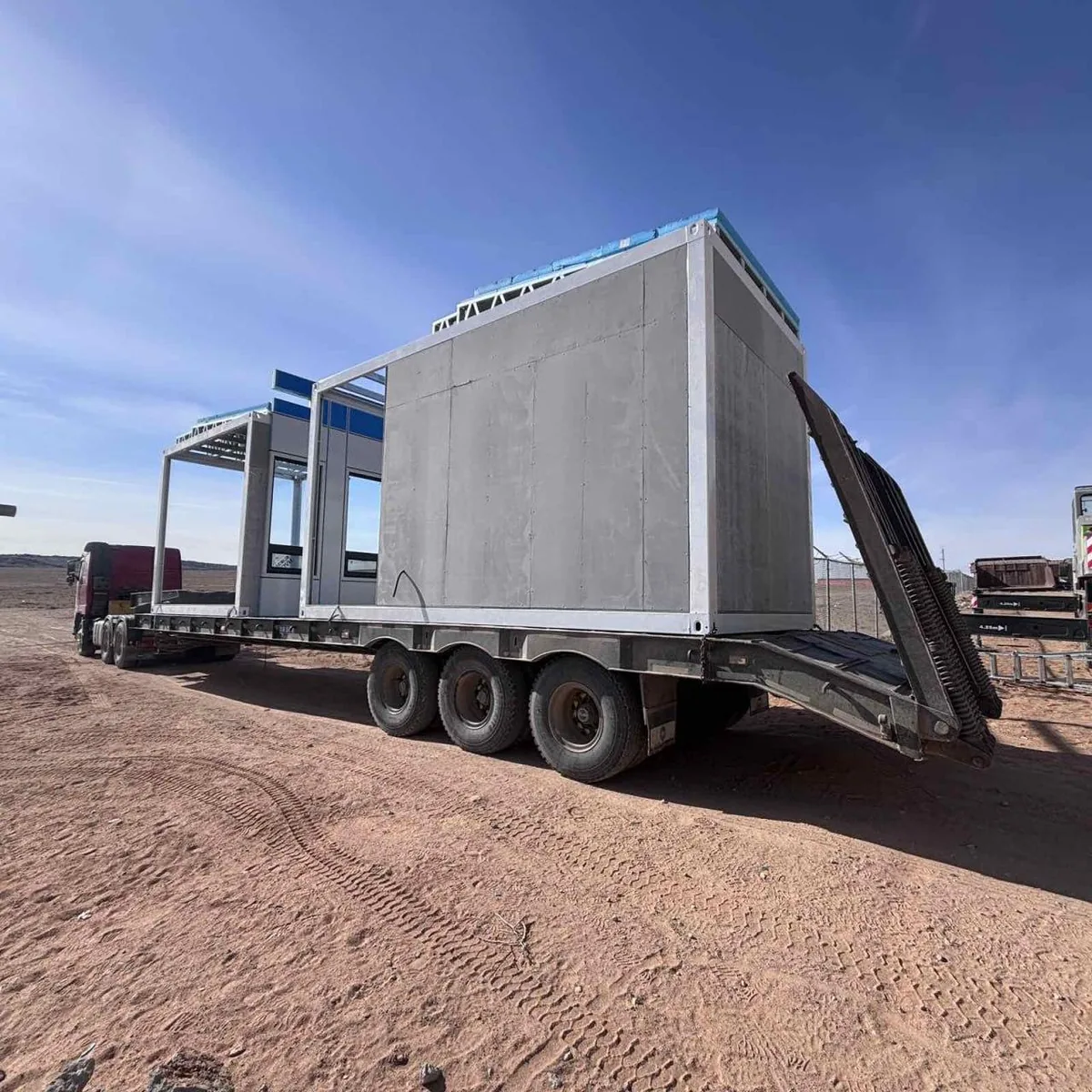 Prefabricated modular building unit prepared for delivery